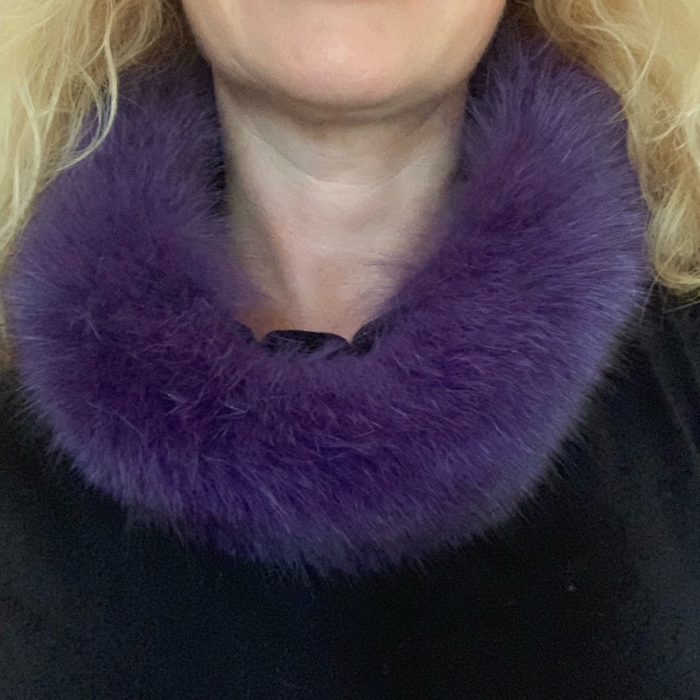 Purple fox fur scarf or headband